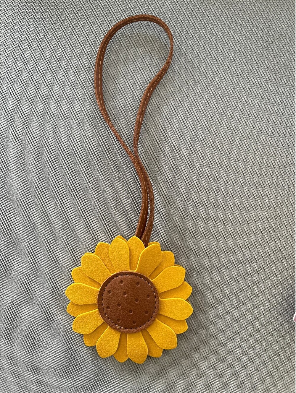 New Faux Leather Sunflower bag Charm 3"